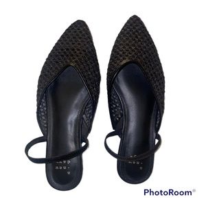 NEW target a new day Women's Woven Faux Leather Loafer Mule Flats Size 6 black